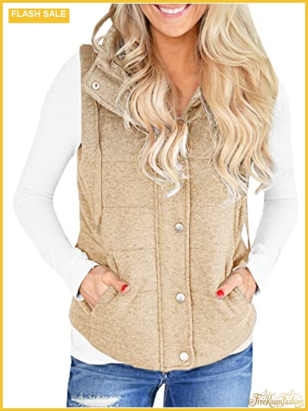 Quilted Puffer Vest Lightweight Sleeveless Zip Up Winter Outerwear